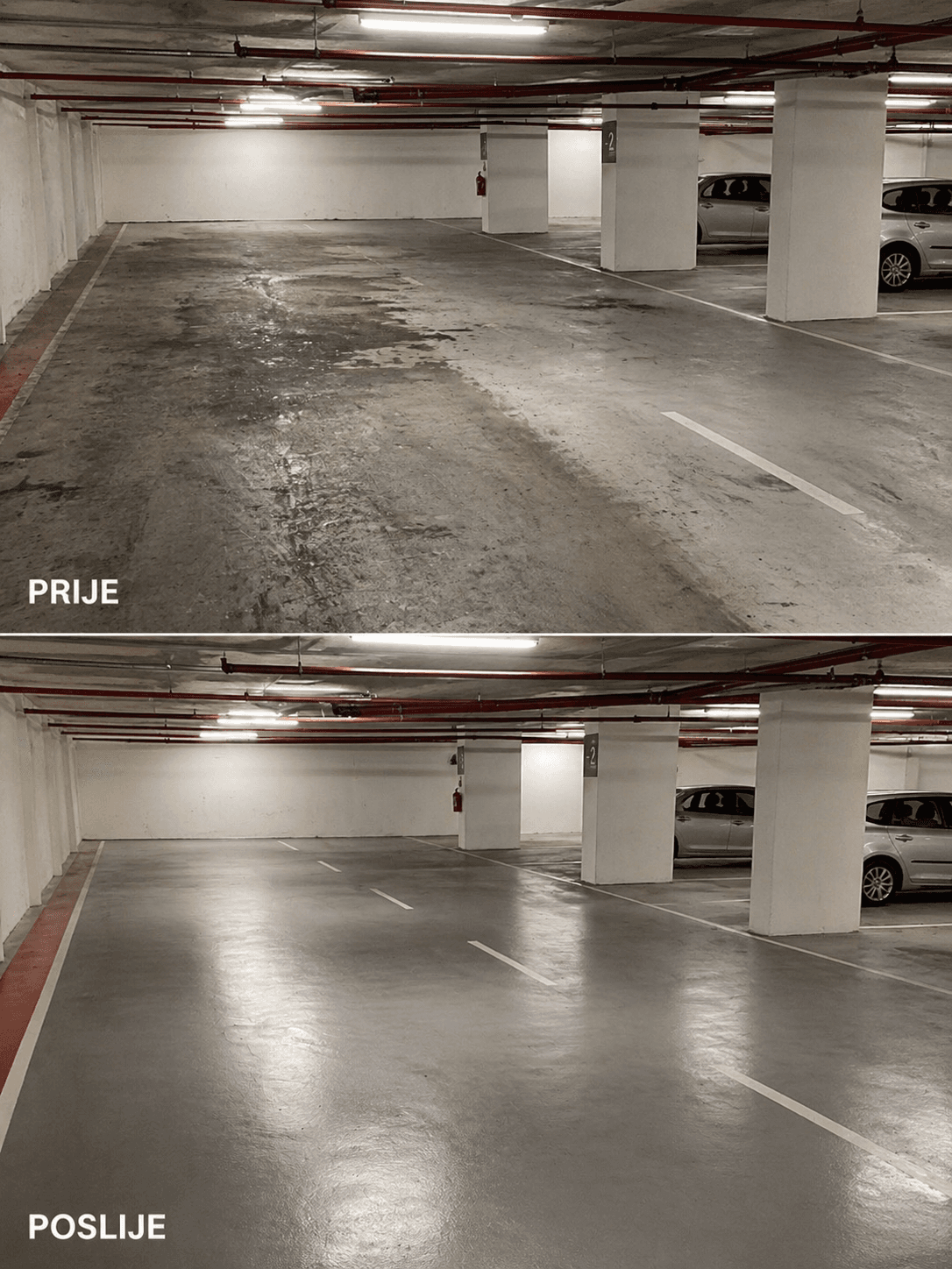Garaža prije i poslije čišćenja — Pro Clean Zagreb